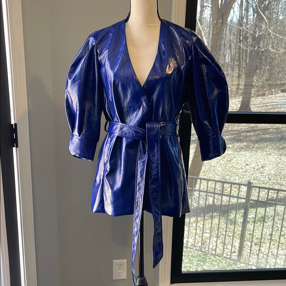 Fashion Nova/Cardi B Collab Blue Belted Pigf Sleeve Jacket